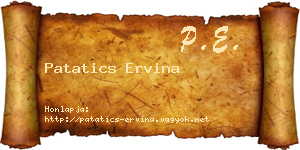 Patatics Ervina névjegykártya